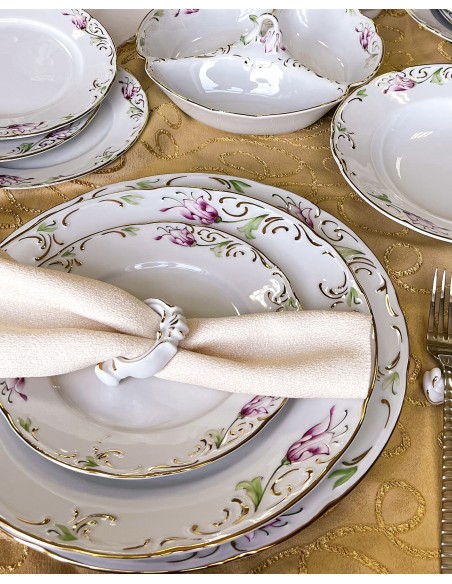 Serviciu Masă 25 Piese Tulip - Pictură Manuală, Portelan Premium