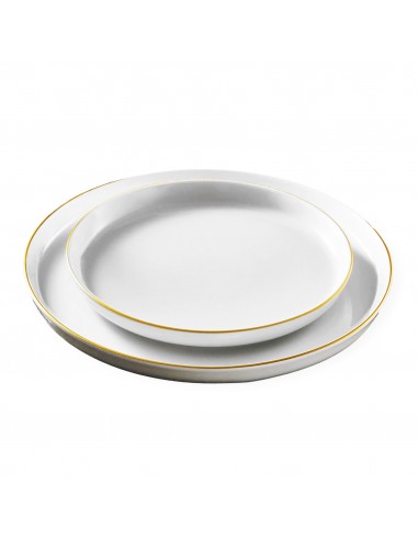Farfurie intinsa alba din portelan 25 cm Bilbao Rand Aur