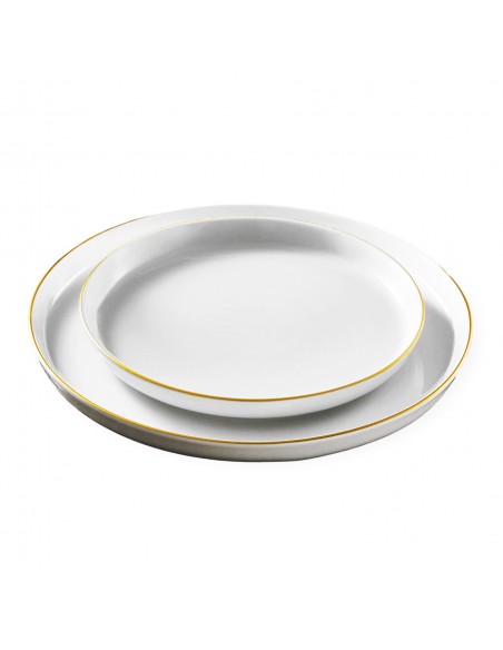 Farfurie intinsa alba din portelan 25 cm Bilbao Rand Aur