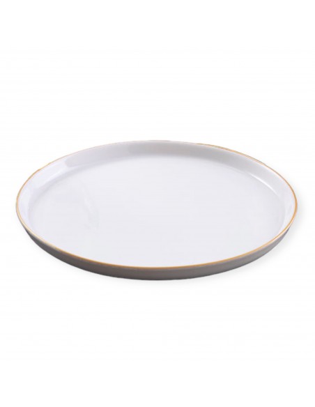 Farfurie Intinsa Alba din Portelan 27 cm Bilbao Rand Aur