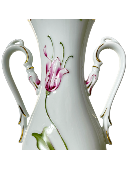 Tulip Vaza Mare 30 cm 2 Torti - Detaliu Pictură Manuală, Portelan Premium