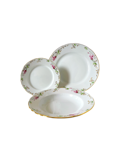 Set Farfurii 18 Piese Tulip - Pictură Manuală, Portelan Premium