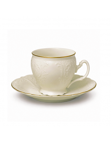 Cească cu Farfurioară Cafea/Cappuccino 220ml Berlin Ivoire Premium Rand Aur Mat